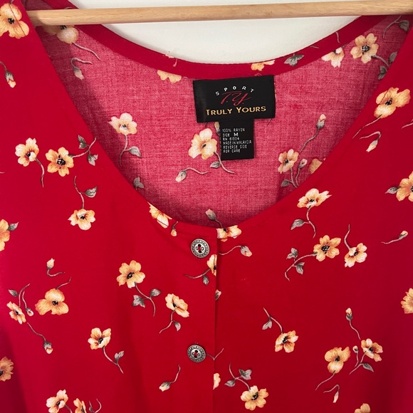 Vintage Truly Yours Sport Pockets Maxi Sleeveless Red Dress Medium Oversize - Picture 2 of 5